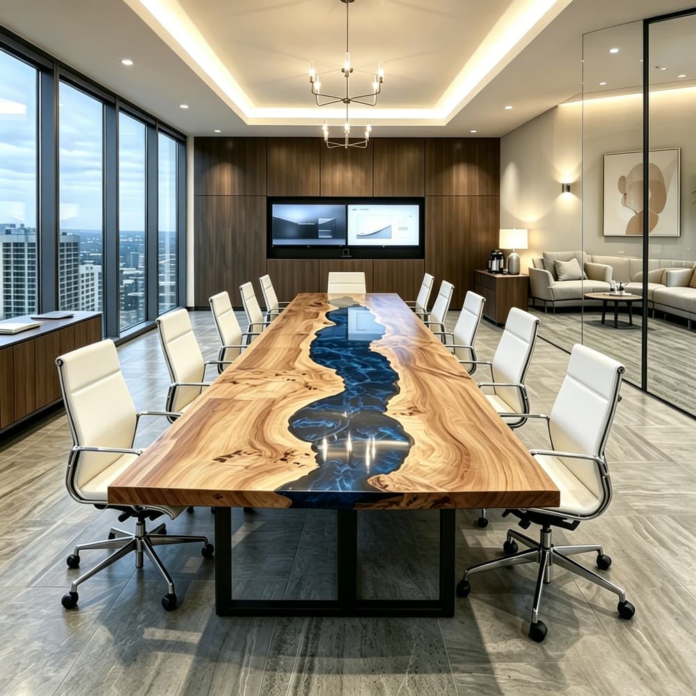 Custom handcrafted poplar meeting table for professional office environments