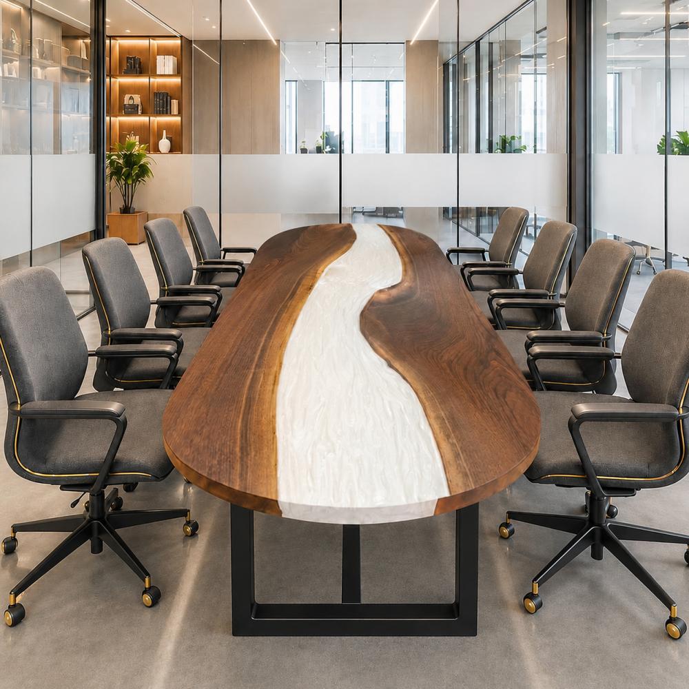 Luxury solid walnut wood boardroom table for corporate offices
