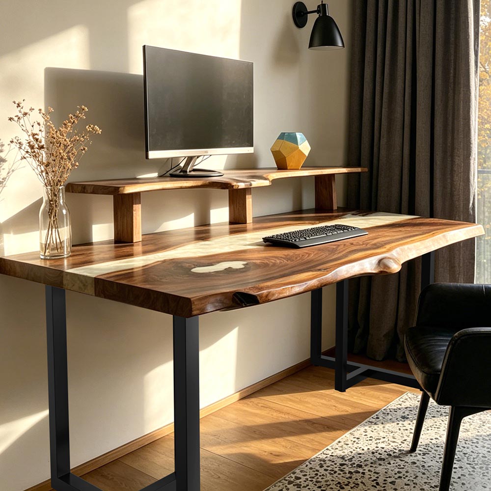 Handcrafted black walnut office desk designed for executive and professional workspaces