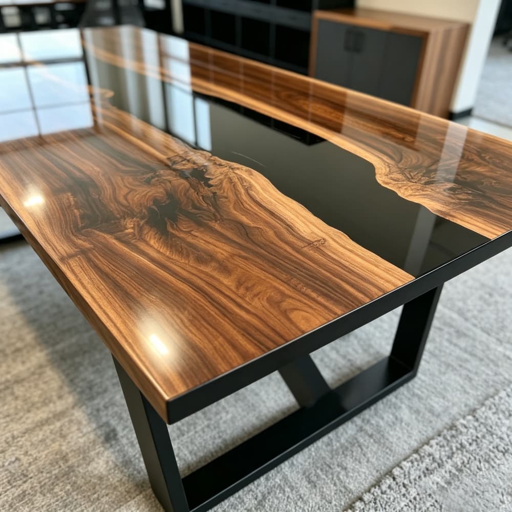 Kiln-dried walnut meeting table with moisture-resistant finish for commercial use