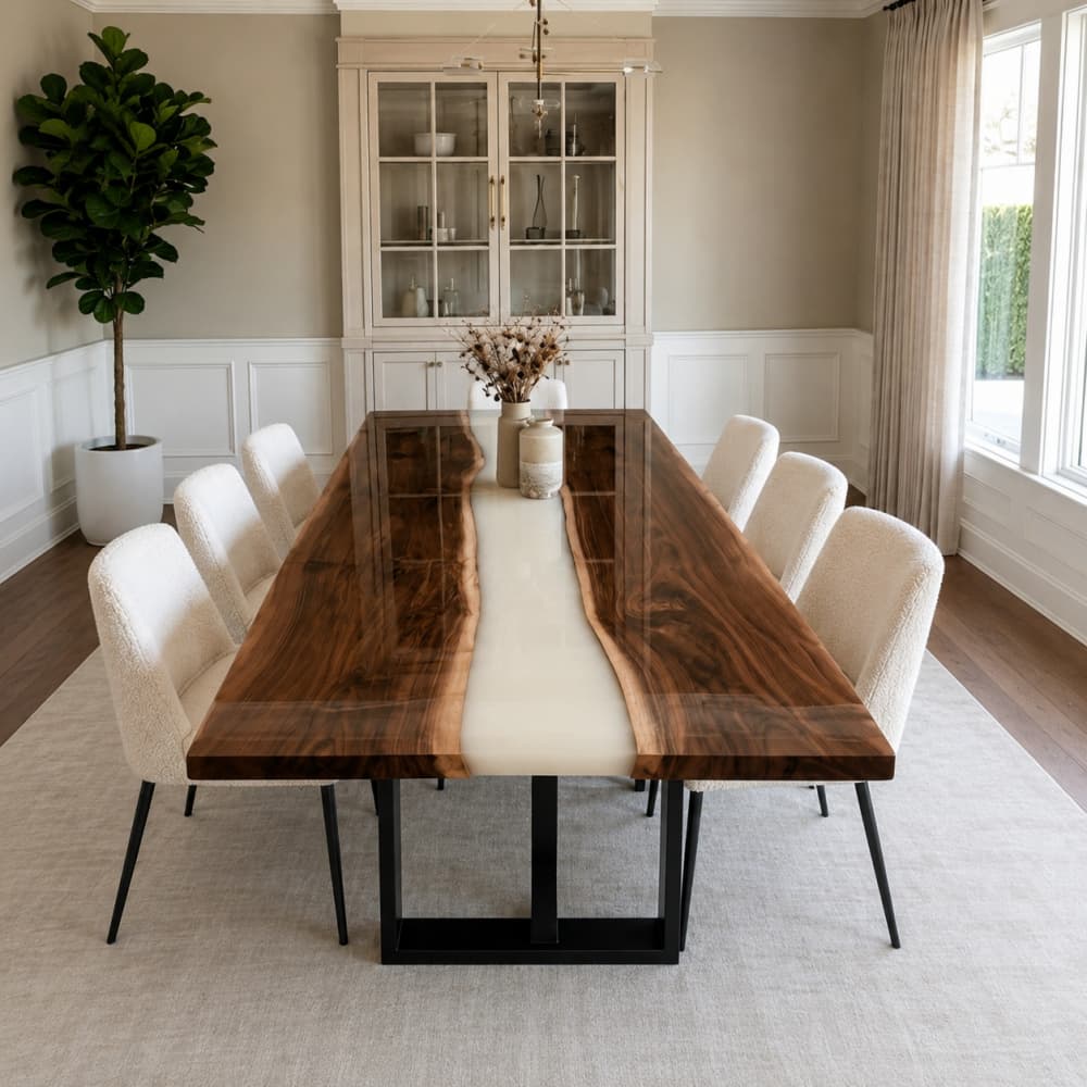 High-end custom resin and wood meeting table available in the USA