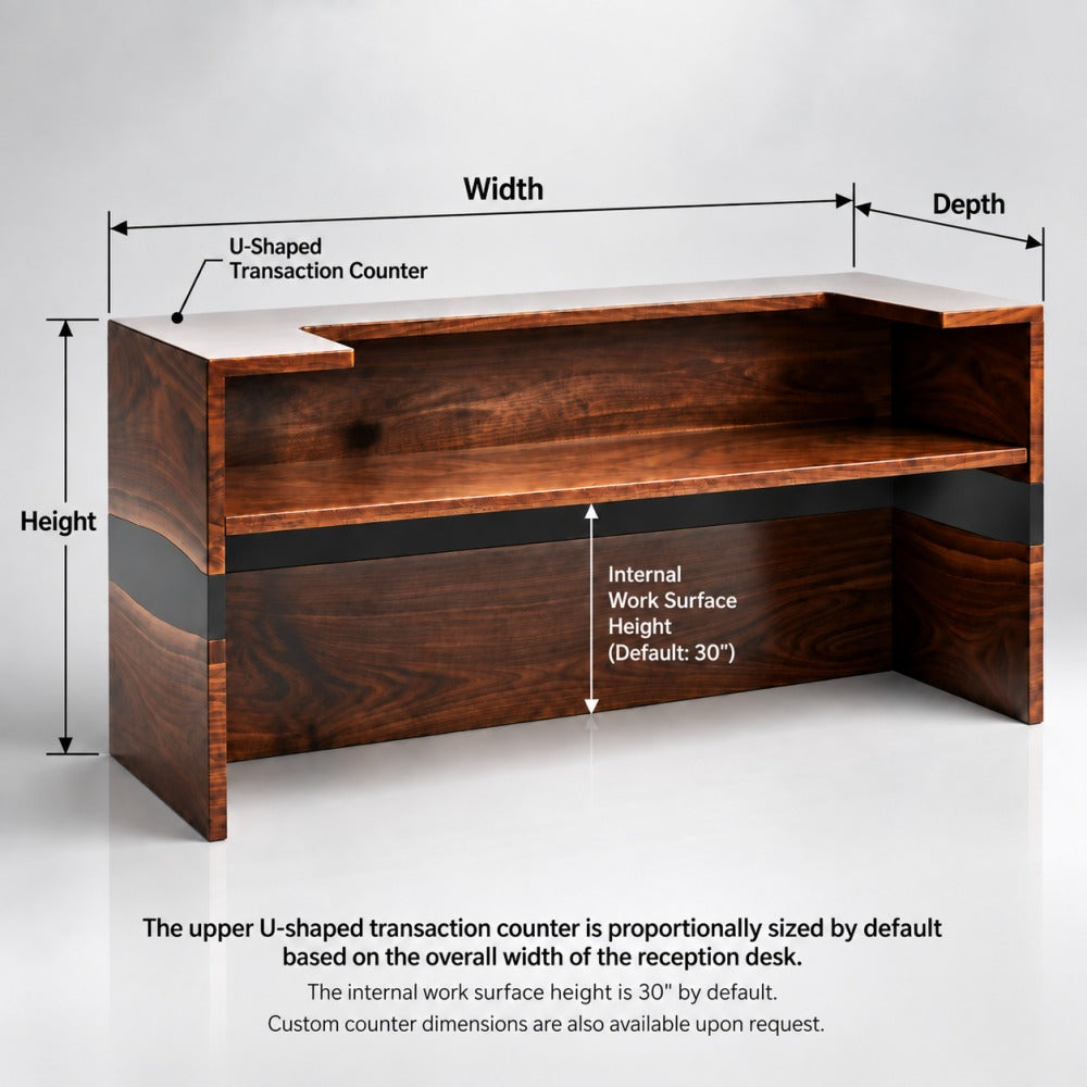 Luxury Walnut & White Epoxy Reception Desk for Modern Office Lobby | RT-05