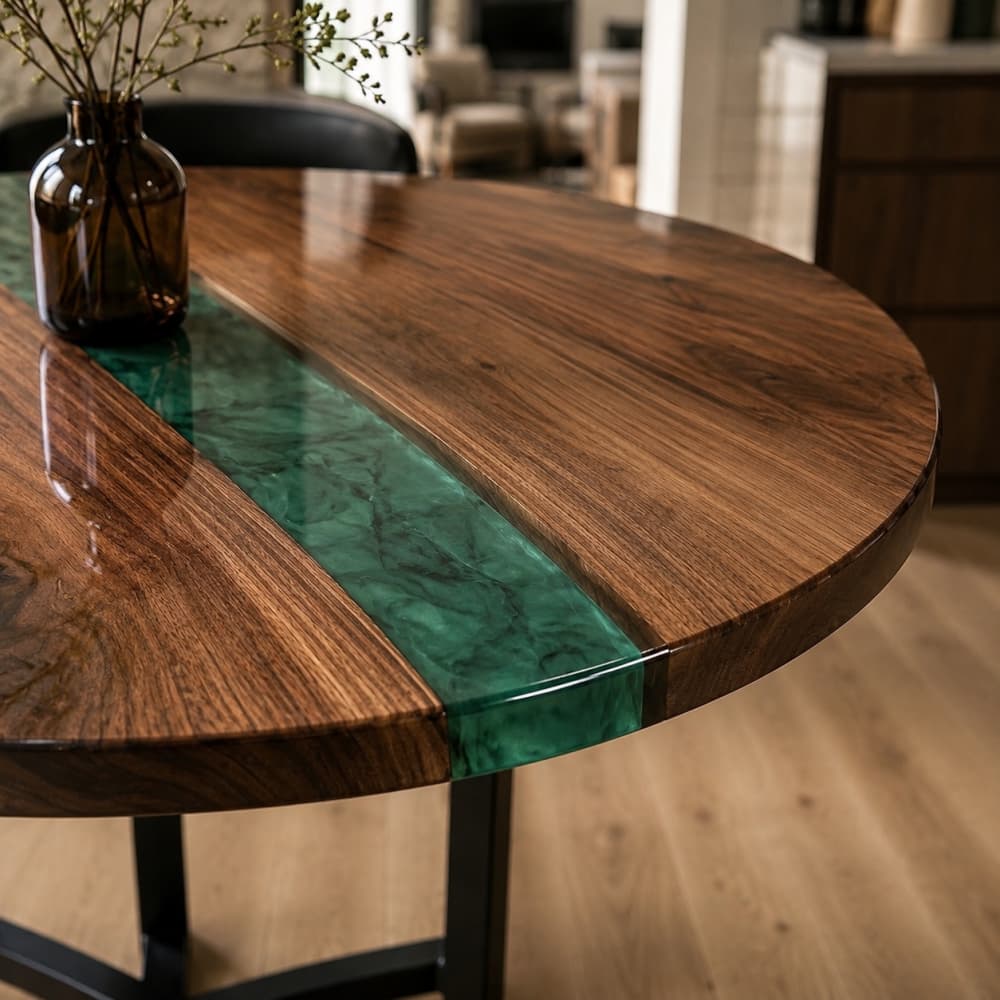 Custom round river table for breakfast nooks, cafés, and intimate dining spaces