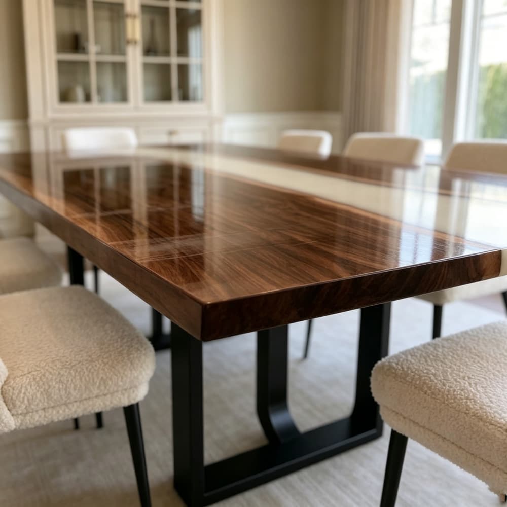 Professional tech-ready black walnut boardroom desk for executive meetings